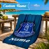Custom Name Beach Towel Everton Football Club Crest Microfiber Beach Towel, Lightweight for Summer Travel, Swimming Pool Fan Birthday Gift