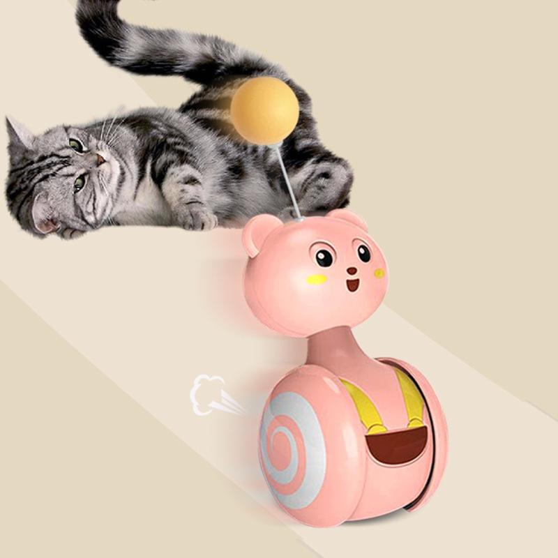 Interactive Cats Tumbler Toys with Feather or Ball Battery Powered Funny Chasing Roller Kitten Toy for Small Puppy