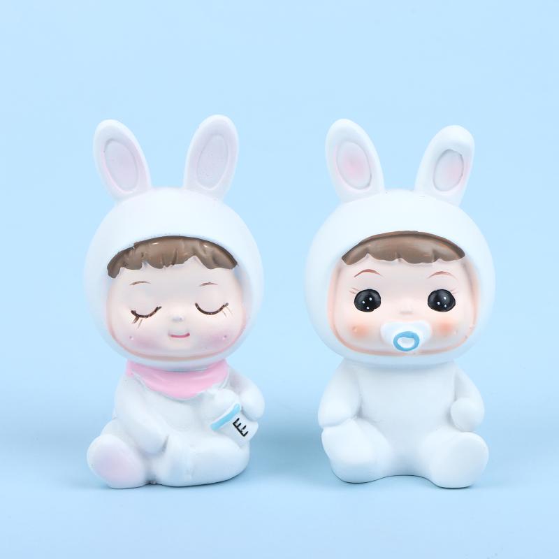 Cake Topper Beautiful Girl Rabbit Baby For Happy Baby Birthday Party Cake Decoration Party Supplies
