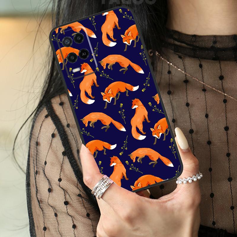 Cartoon Foxes Animal Case For Oppo A74 A94 A54 A80 A60 A40 A18 A38 A58 A78 A98 A96 A76 A16 A15 A17 A57 A77 A5 Pro