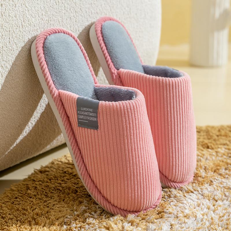 Autumn and Winter Home Cotton Slippers Couple Indoor Home Non-slip Thick Bottom Warm Plush Slippers