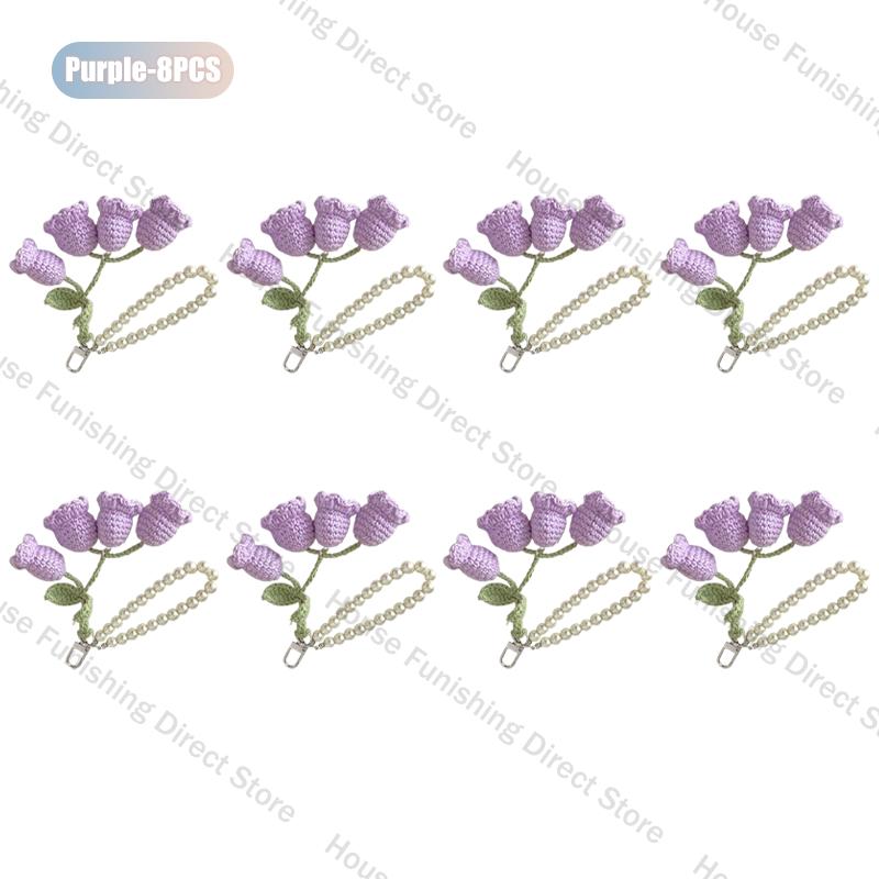 1-10PC Handmade Weaving Bag Pendant Lin Orchid Keyring Love Girl Pearl Chain Keychain Decoration Car Pendant Diy Bag Accessories