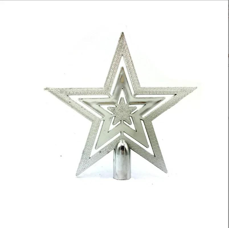 50PCS Christmas Day Christmas Tree Plating Tree Top Star Decoration Gold and Silver Five-Pointed Star Hanging Decoration