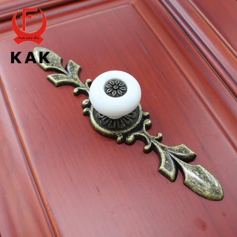 KAK Antique Bronze Ceramic Drawer Knobs Cabinet Cupboard Handles European Style Knobs Single Hole Handles Furniture Hardware