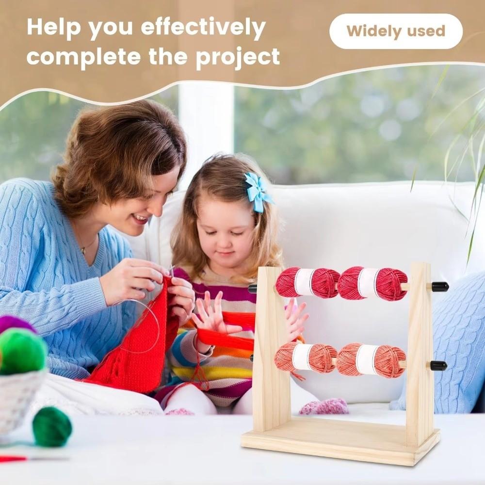 Double Layer Wool Storage Rack Vertical Rotating Yarn Spool Organizer Wooden Yarn Holder  Sewing