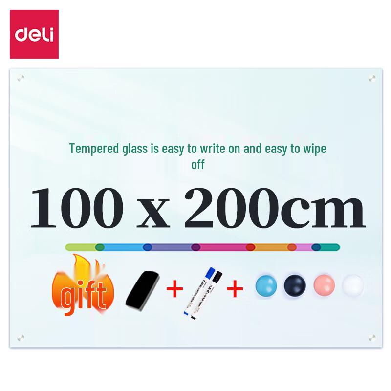 Deli Wall-Mounted Magnetic Glass Whiteboard