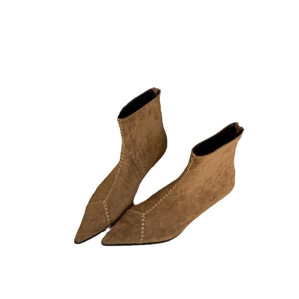 2025 autumn and winter retro short boots thin boots design sense niche thin heel high heel boots French women's boots