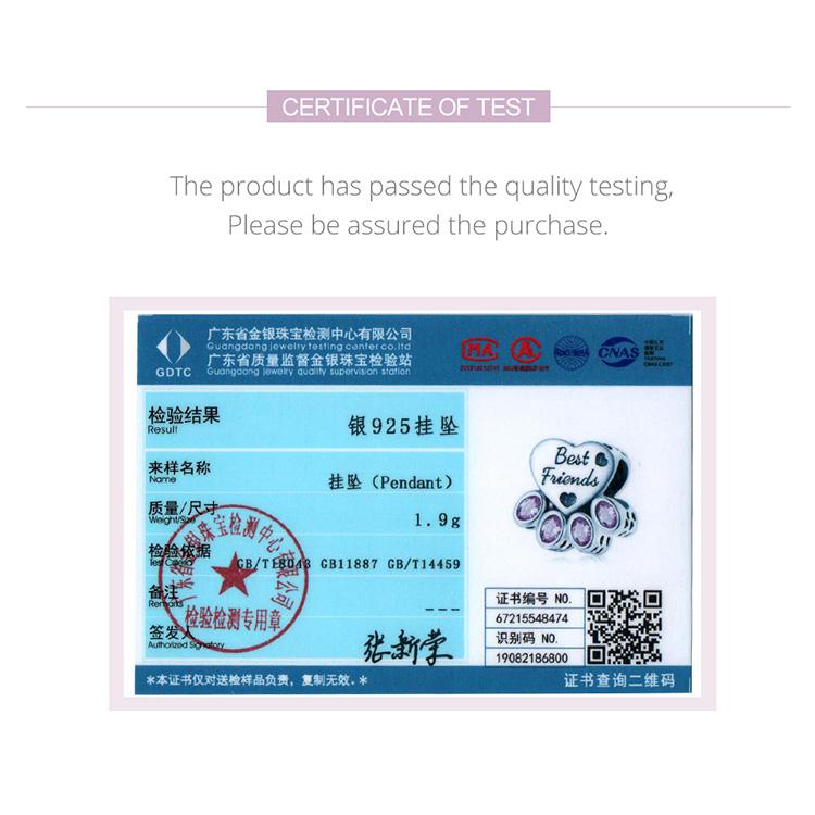 Bamoer 925 prata esterlina original rosa oval zircon cão pata forma charme contas para mulheres jóias finas