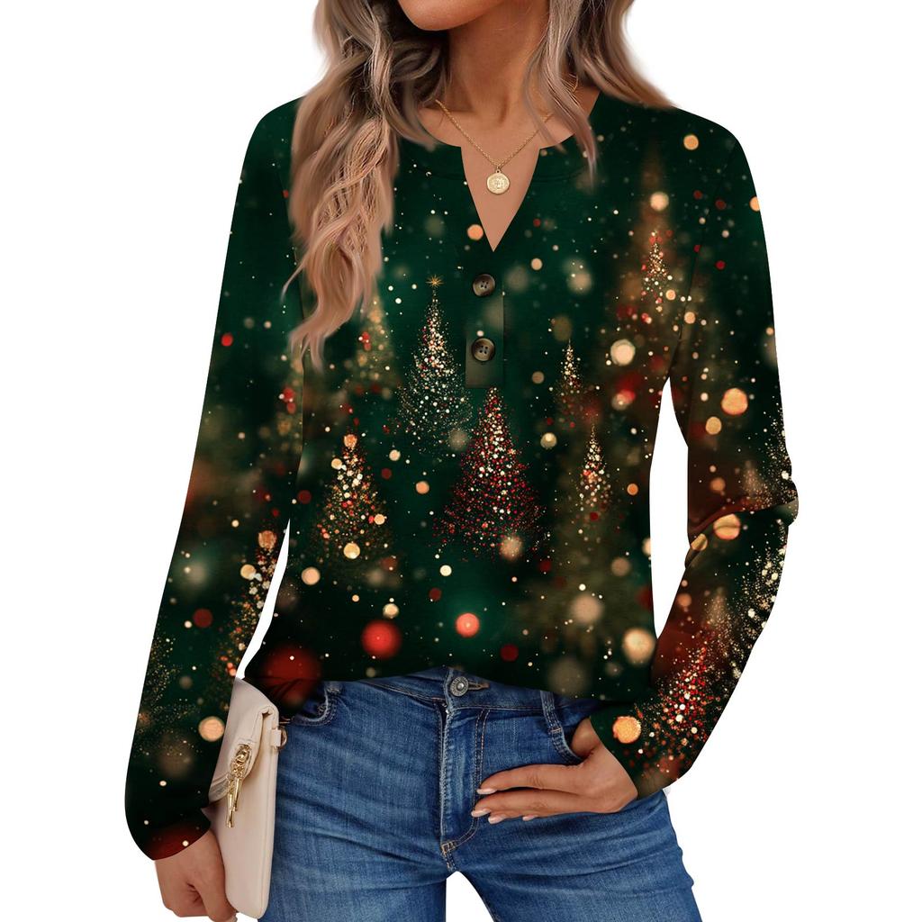 Camicie a Maniche Lunghe Stampate da Donna Top Eleganti Casual Camicie Trendy Top