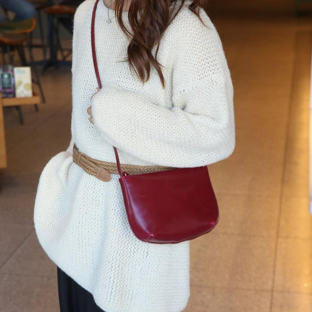 Neue Crossbody-Tasche Mini Phe Tasche Oberleder Rindsleder Umhängetasche Minimalistisch Leicht Tragbar Geldbörse