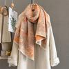 65*185Cm Winter Warmer Scarf For Women Thickened Tassel Pashmina Shawl Faux Cashmere Warps Autumn Elegant Floral Ladies Blanket