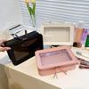 2023 White PU Leather Transparent PVC Square Cosmetic Bag - Portable & Stylish Storage
