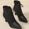 2024 Hot Sale Ladies Shoes Front Lace-up Women's Boots Fashion Side Zipper Office and Career Sexy Pointed Toe Shoes for Women