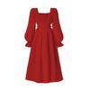 Big Girl Spring and Autumn New Long Sleeve Bow Waist Slimming Elegant Flared Dress