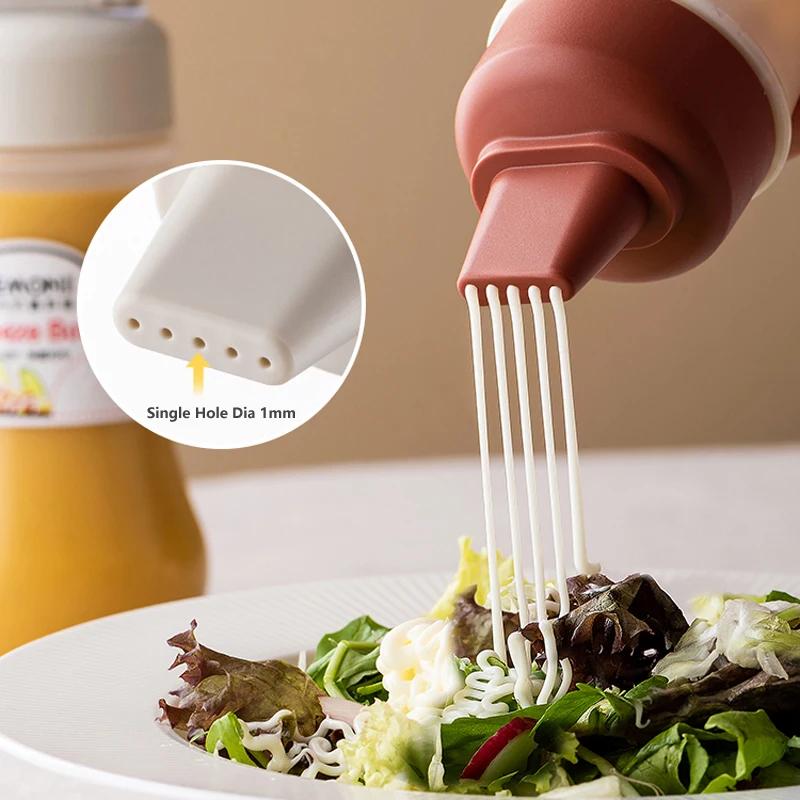350ML Sauce Squeeze Bottle Five Hole Plastic Ketchup Bottle Sauce Honey Dispenser Container Kitchen Condiment Olive Oil Bottles