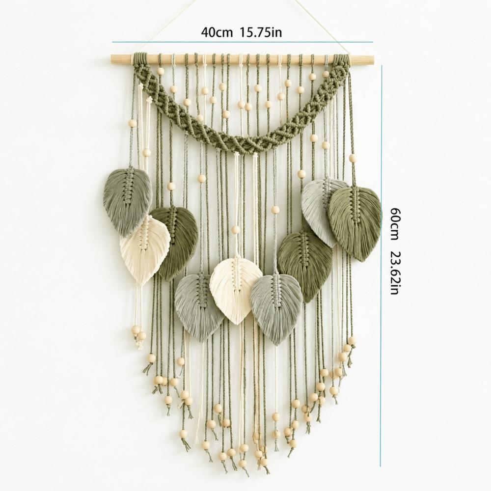 Handmade Woven Macrame Wall Hanging Cotton Rope Boho Wall Decor Leaf Wall Decor Living Room Decor