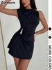 Sommer-Neuankunft Hochwertiges Bodycon-Kleid mit Metallschließe und Falten, figurbetont für Damen