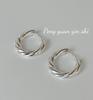 Su Chuang S925 Sterling Silver Twisted Rope Design Stud Earrings - High-End, Niche Style