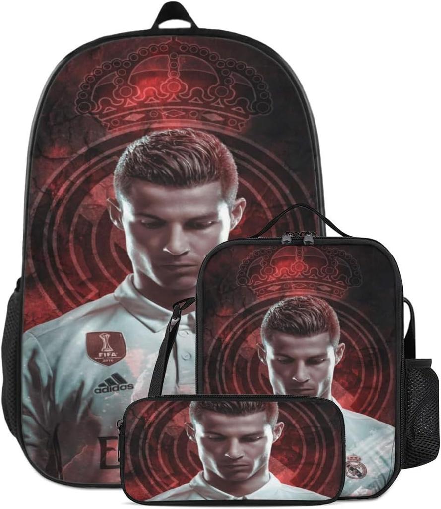 Zaino Stampa Stella del Calcio Tre Pezzi Zaino Scolastico per Bambini, Zaino per Studenti delle Scuole Primarie e Secondarie, Astuccio