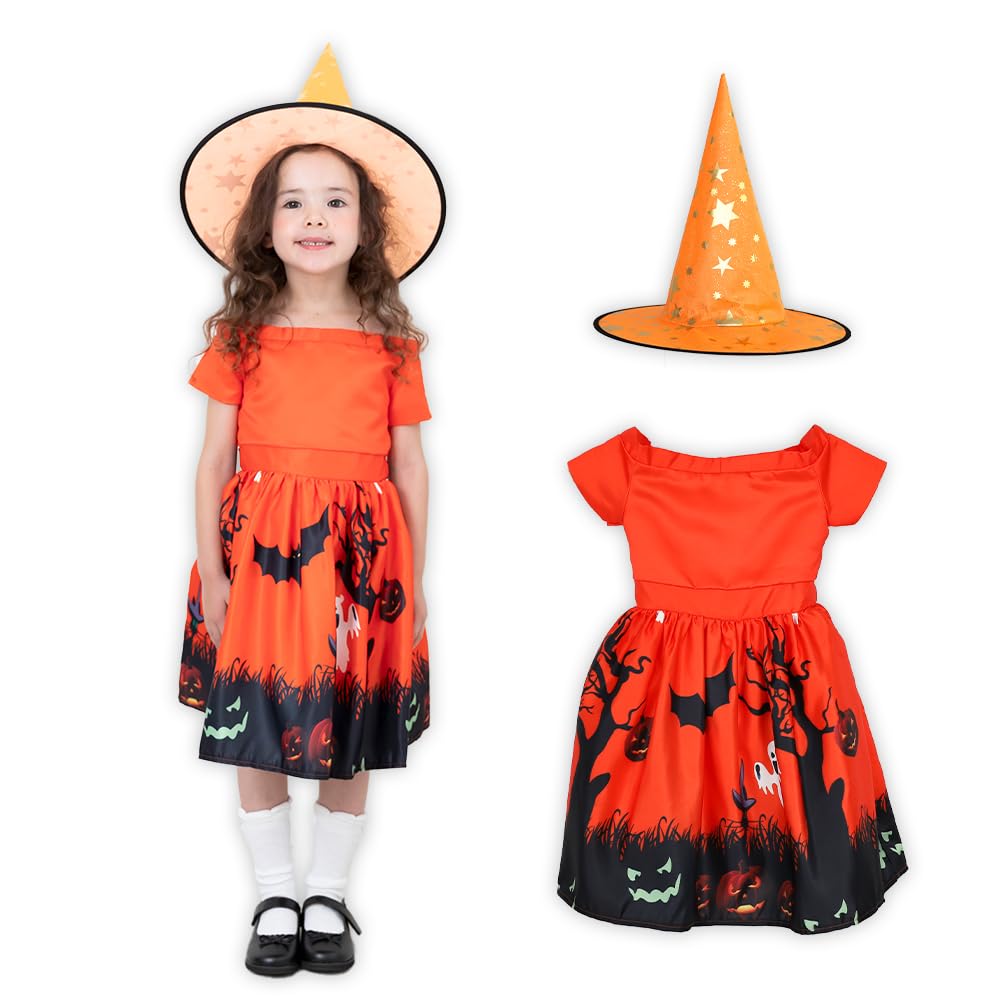 

Brightlara Halloween Cosplay Costume for Girls, Kids Witch Princess Dress, Wizard Costume, Kidscos036-120-OR