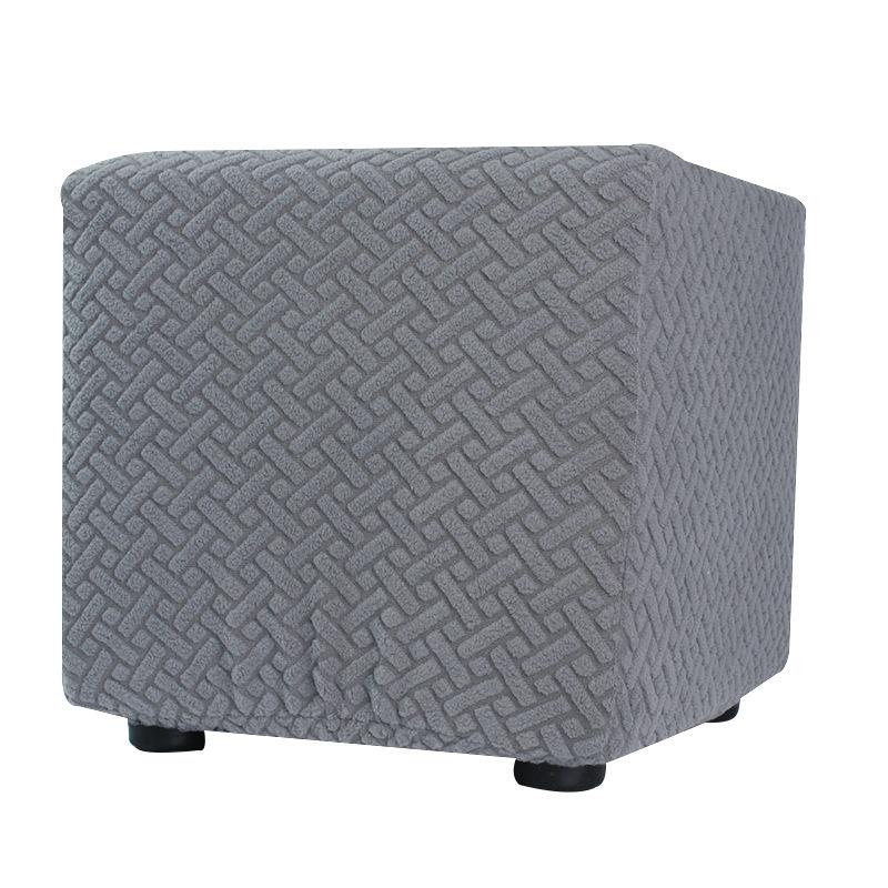 S/M/L Solid Color Jacquard Stretch Ottoman Stool Cover Washable Square Stool Covers All-inclusive Under Desk Footrest Slipcovers