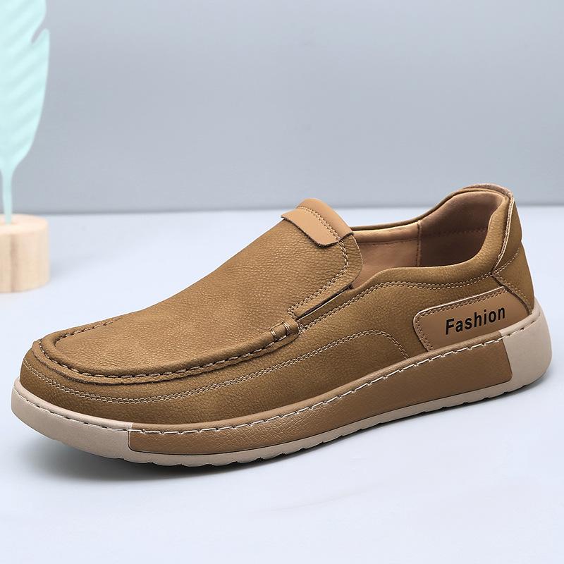 Autumn New Men's Shoes Are Breathable and Comfortable, Versatile Foot-fitting Casual Leather Shoes, Men's One-pedal Driving