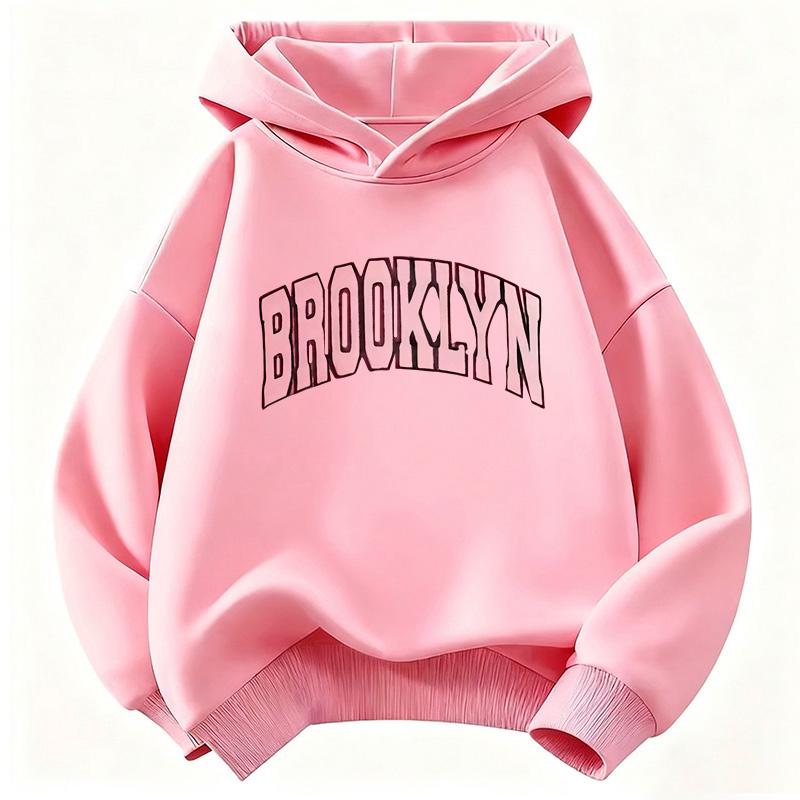 Bluza Brooklyn z nadrukiem liter Modna bluza z kapturem dla dzieci Bluzy casual dla chłopców i dziewczynek Ubrania