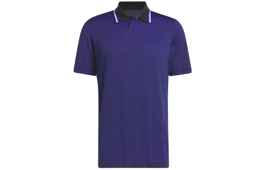 Adidas Polo Shirts Men s Black/Clear Blue Polo Collar Moderate Straight Fit HS7589 L