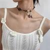 Bohemia White Hollowed-out Five-petal Flower Pendant Wooden Beads Black Rope Woven Necklace for Women Jewelry Two Ways To Wear