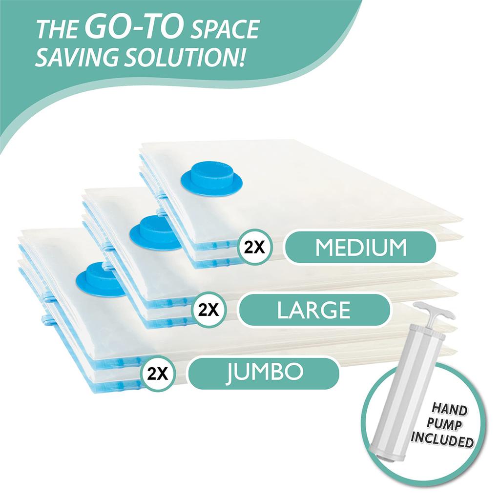 Vacuum Storage Space Saver Bags With Hand Pump Compressed For Clothing,Comfort Items Blankets Home Travel Packing Organizer