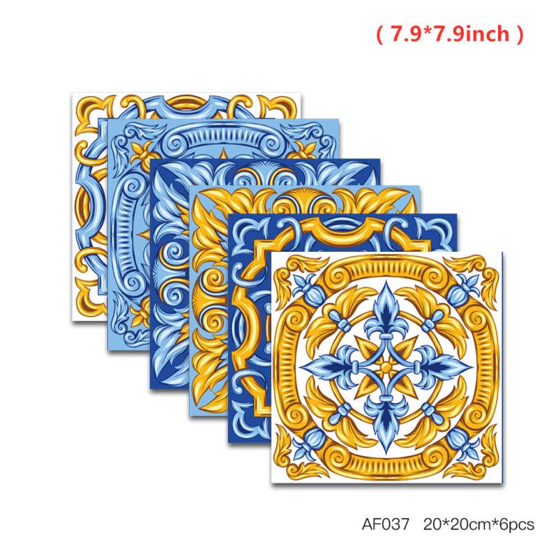 6Pcs 20x20cm Self Adhesive Tile Sticker Waterproof Oil Proof Wall Decor for Kitchen Decor