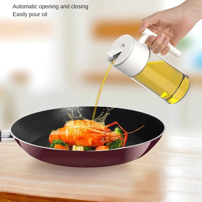 Oil Bottle Household Leak-proof Glass Soy Sauce Pot, Vinegar Oil Can Press and Spray Dual-purpose Oil Spray Pot Kitchen Cookware
