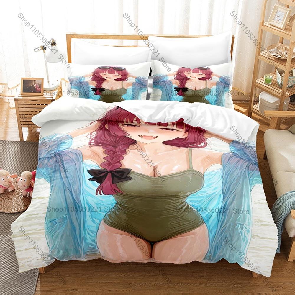 Bocchi The Rock Anime Kikuri Hiroi SICK HACK Band Purple Braided Hair Sake Lover Bedding Set Duvet Cover + 2 Pillowcases Anime