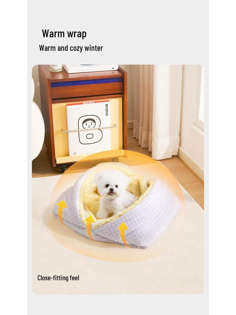 Cross-Border All-Season Semi-Closed Pet Bed for Small Dogs and Cats