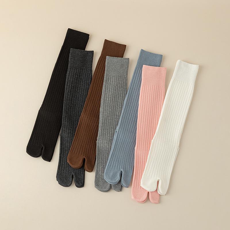 Women's Split Toe Over Knee Slimming Socks - Spring Autumn Cotton Two Toe Long Socks