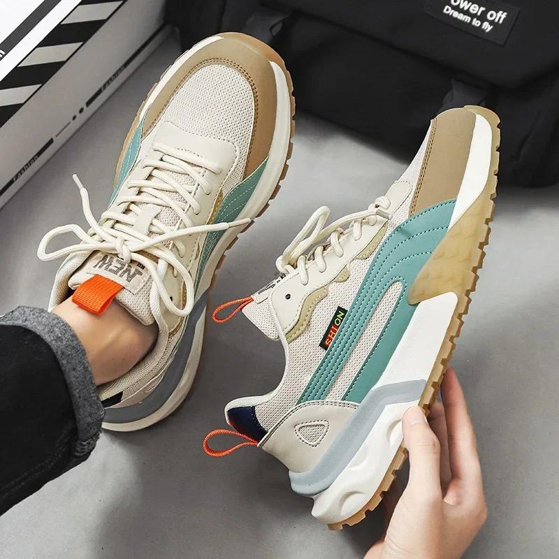 Fashion Men's Sneakers Luxury Brand Casual Shoe New Mesh Breathable Sport Running Shoes for Men Lace Up Platform Trainer Tenis Masculino