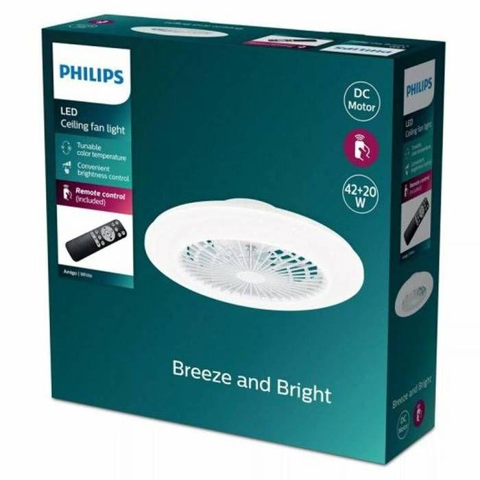 Philips LED Amigo Ventilateur de plafond 25 W, 60 W (Ø x H) 590 mm x 137 mm blanc avec éclairage, variable