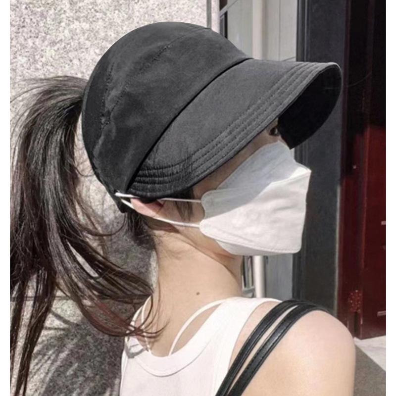 Peaked cap Summer Ruth can hang the same mask Quick-drying Bulu ponytail sun protection hat Thin semi-empty top sun hat