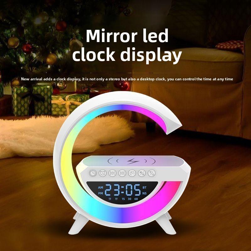 New Mini G Bluetooth Speaker Wireless Charger Alarm Clock Ambient Light Multi-Function Speaker