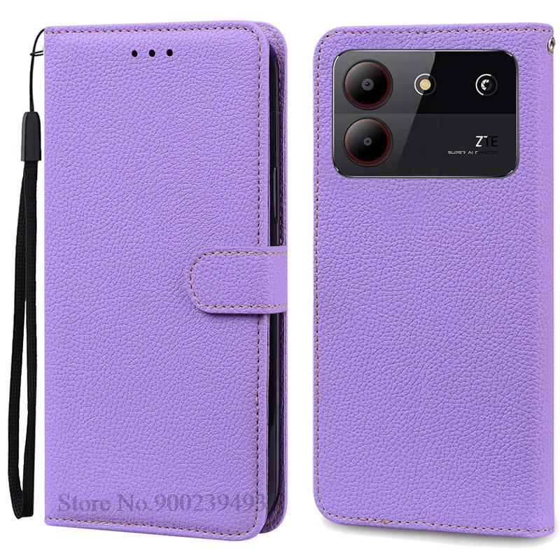 

Для ZTE Blade A54 чехол кожаный кошелек флип чехол для ZTE Blade A54 чехол Coque Fundas для ZTE Blade A54 чехол для телефона бампер For ZTE Blade A54 светло-фиолетовый