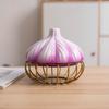 Stylish Iron Garlic Shape Storage Basket Space Saving Egg Storage Garlic Ginger Basket Ceramic Kitchen Shelf Kitchen