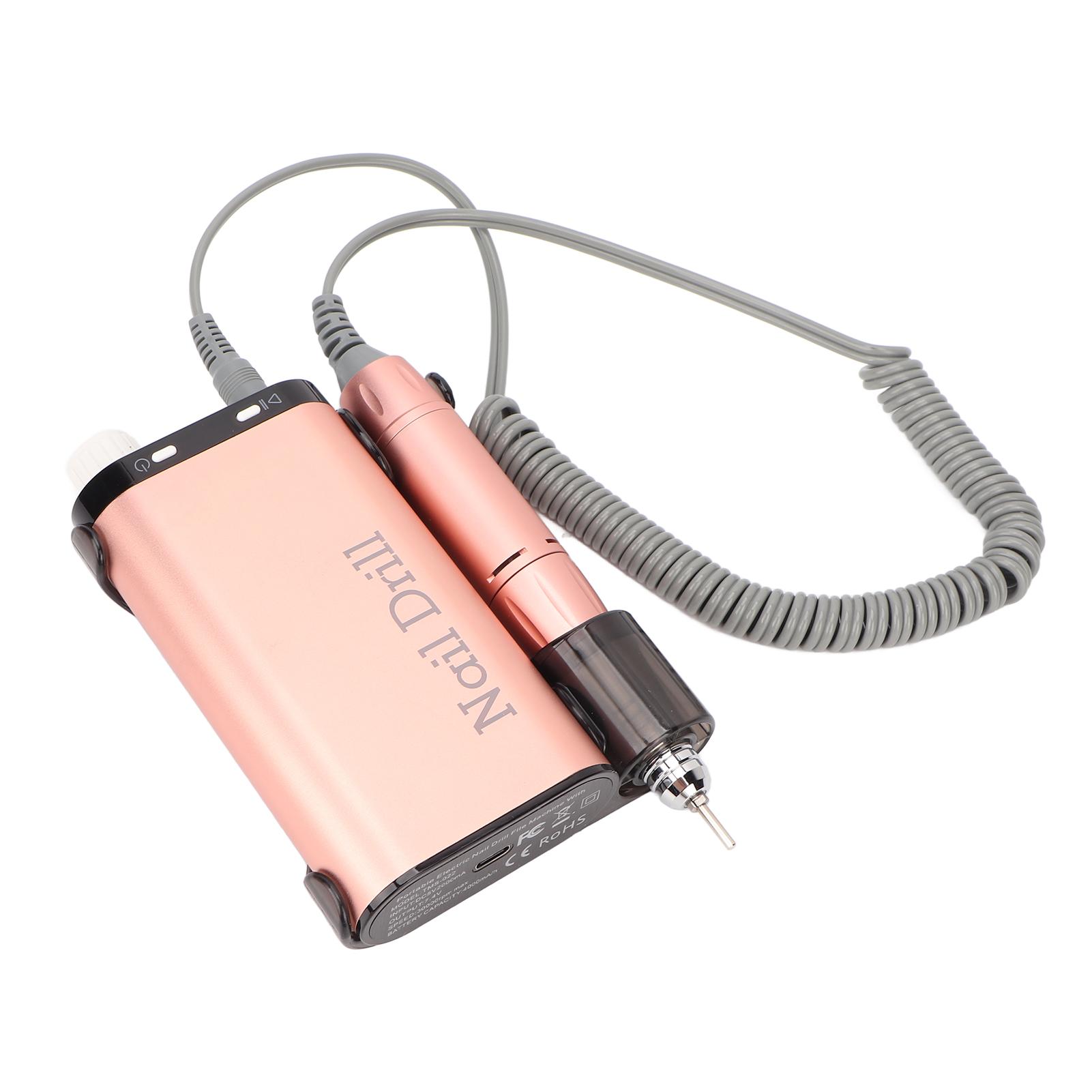 

Машинка для шлифовки ногтей, мощная, 4000 мАч, долговечный светодиодный дисплей, регулируемая скорость, перезаряжаемая розового золота