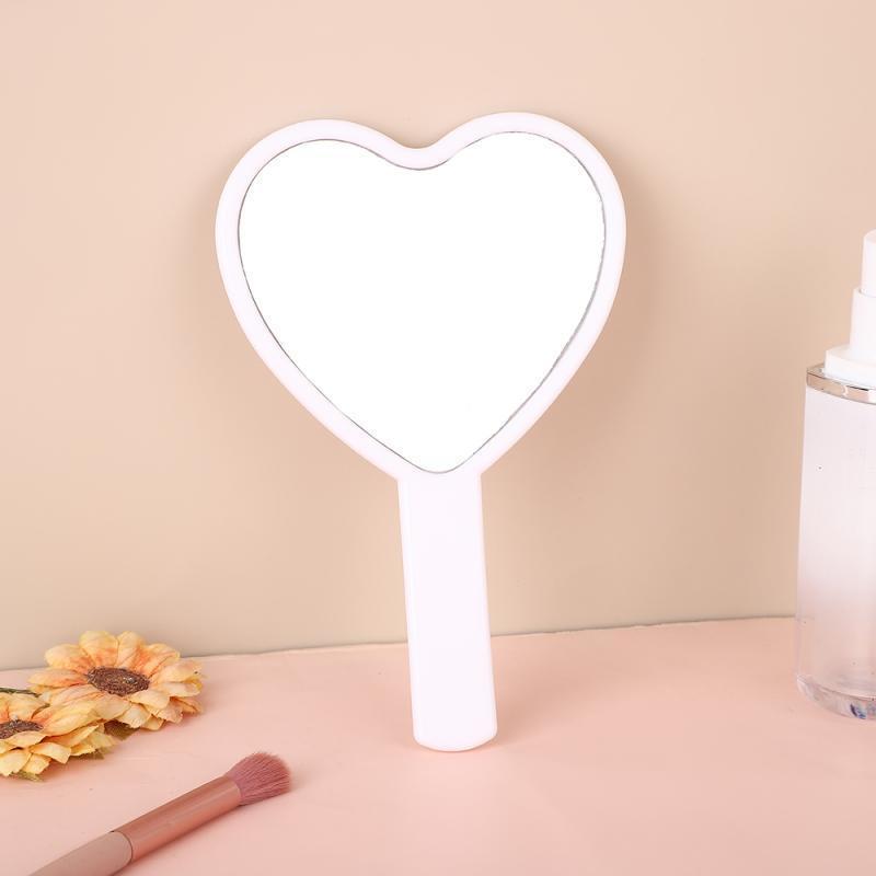 

Heart-Shaped Peach Handle Mirror: Cute Handheld Makeup Mirror for Girls, Single-Sided Small Gift