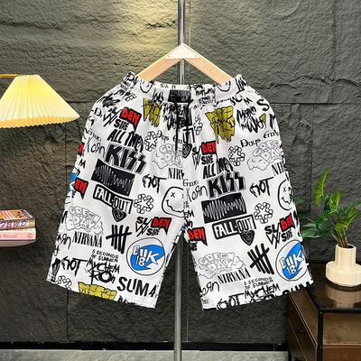 Casual Shorts Zomer Dunne Losse Strandbroek High Street Bedrukt Knappe Vijfpuntsbroek
