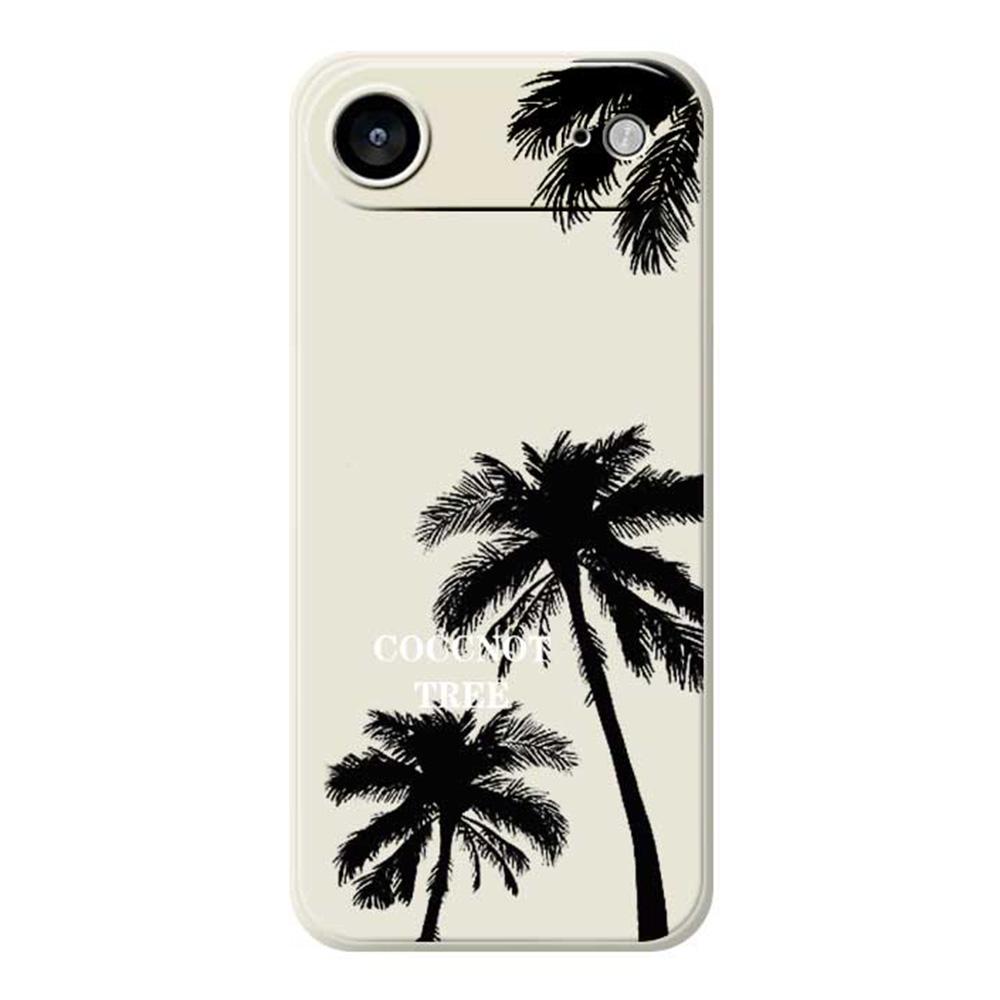 

For iPhone 17 Air Case Coconut Tree Pattern Printing Straight Edge TPU Phone Back Cover Beige