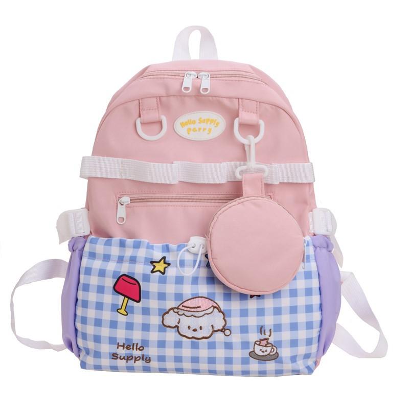 Fresh And Sweet Little Girl Backpack, Kindergarten Primary School Student Schoolbag Contrasting Color Plaid Large Capacity Children'S Backpack Tide