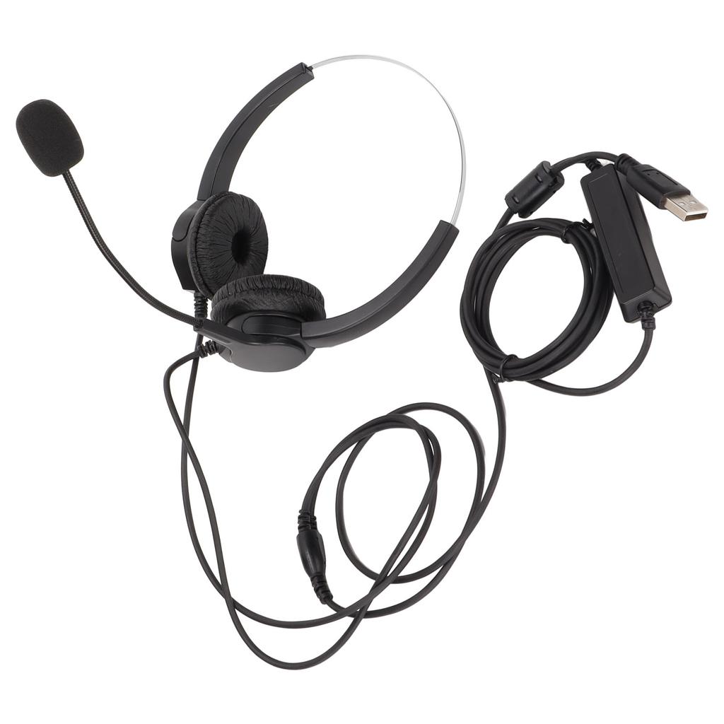 USB Headset Noise Cancelling Wired Call Center Business Headphone with Mic Volume Control for PC