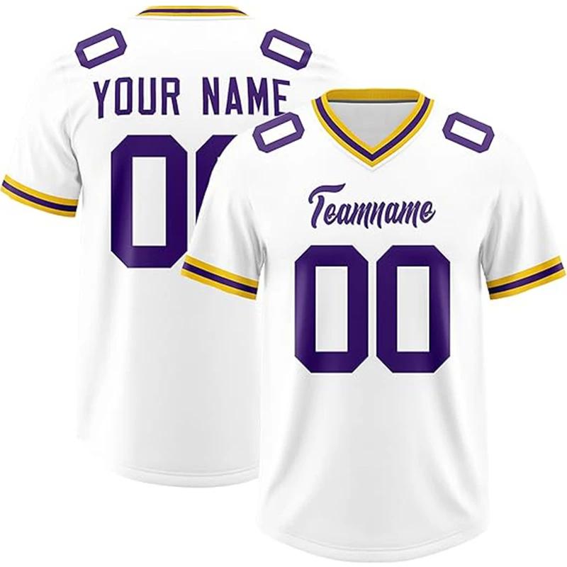 Customized Team Name Number Name Football T-shirt Personalized DIY V Neck White Sports Loose Quick Team Uniform Tops