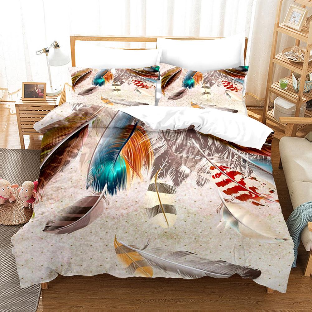 3D Feather Bedding Sets Duvet Cover Set With Pillowcase Kids Children Boys Girls Twin Full Queen King Bedclothes