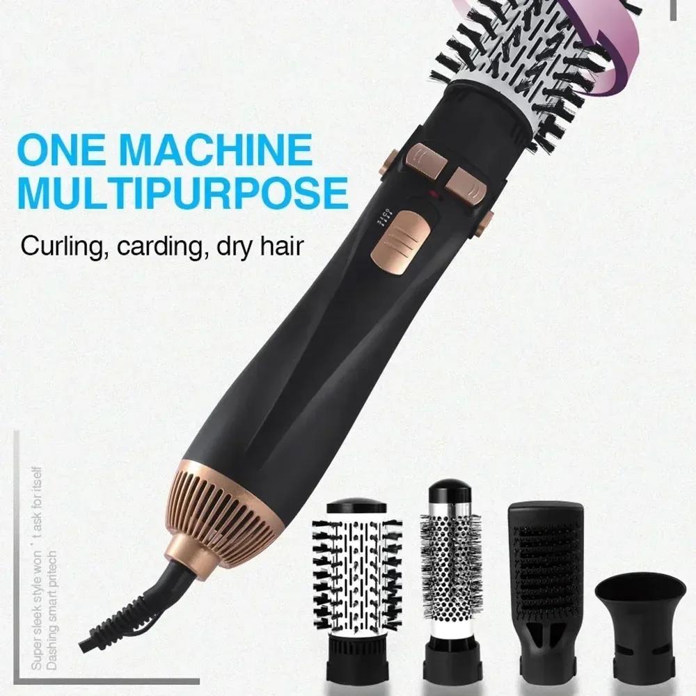 Hot Air Brush 4 Head Replaceable Hair Dryer Comb Electric Straightener Negative Ions Blower Curler Hair Machine Home-appliance